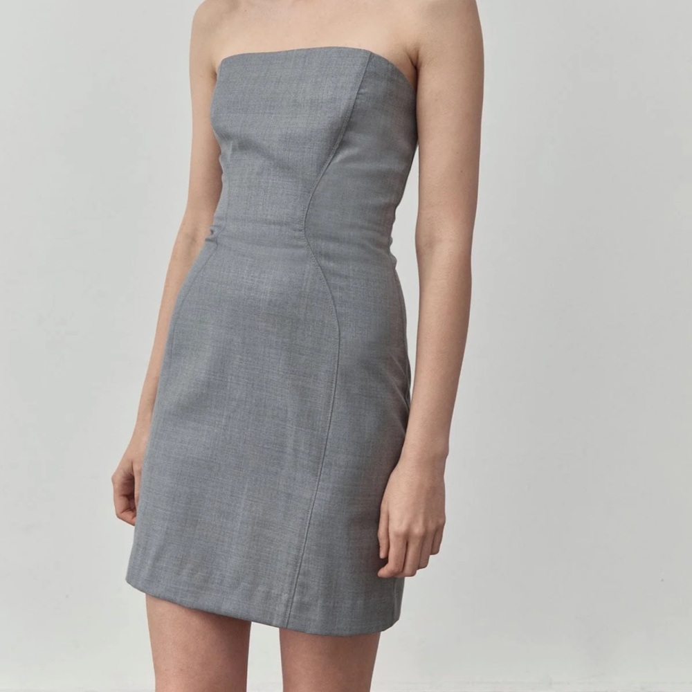 St. Agni Strapless Mini Dress in Gray
